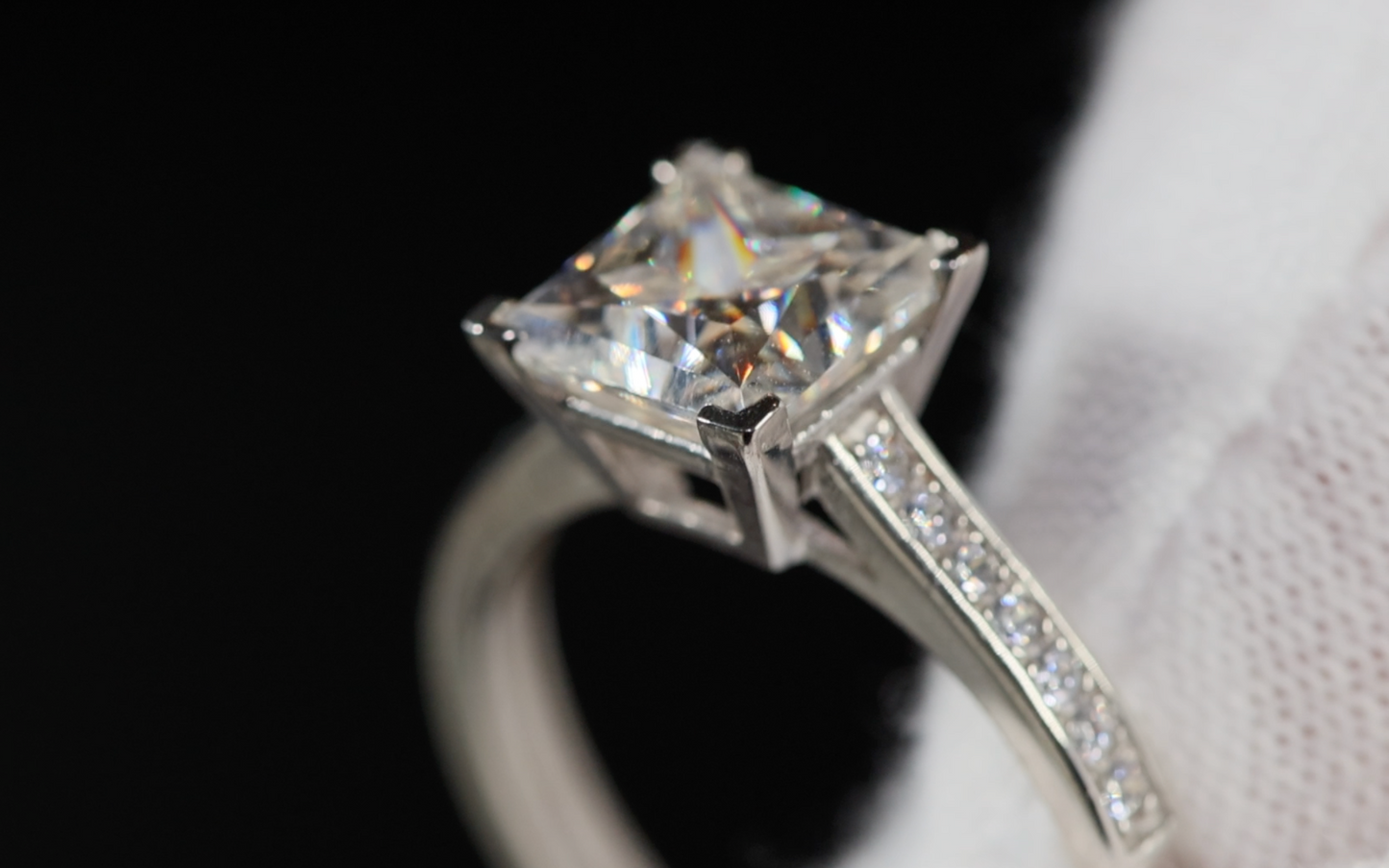 Moissanite Princess Cut Diamond Ring