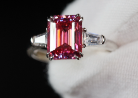 pink lab grown diamond ring