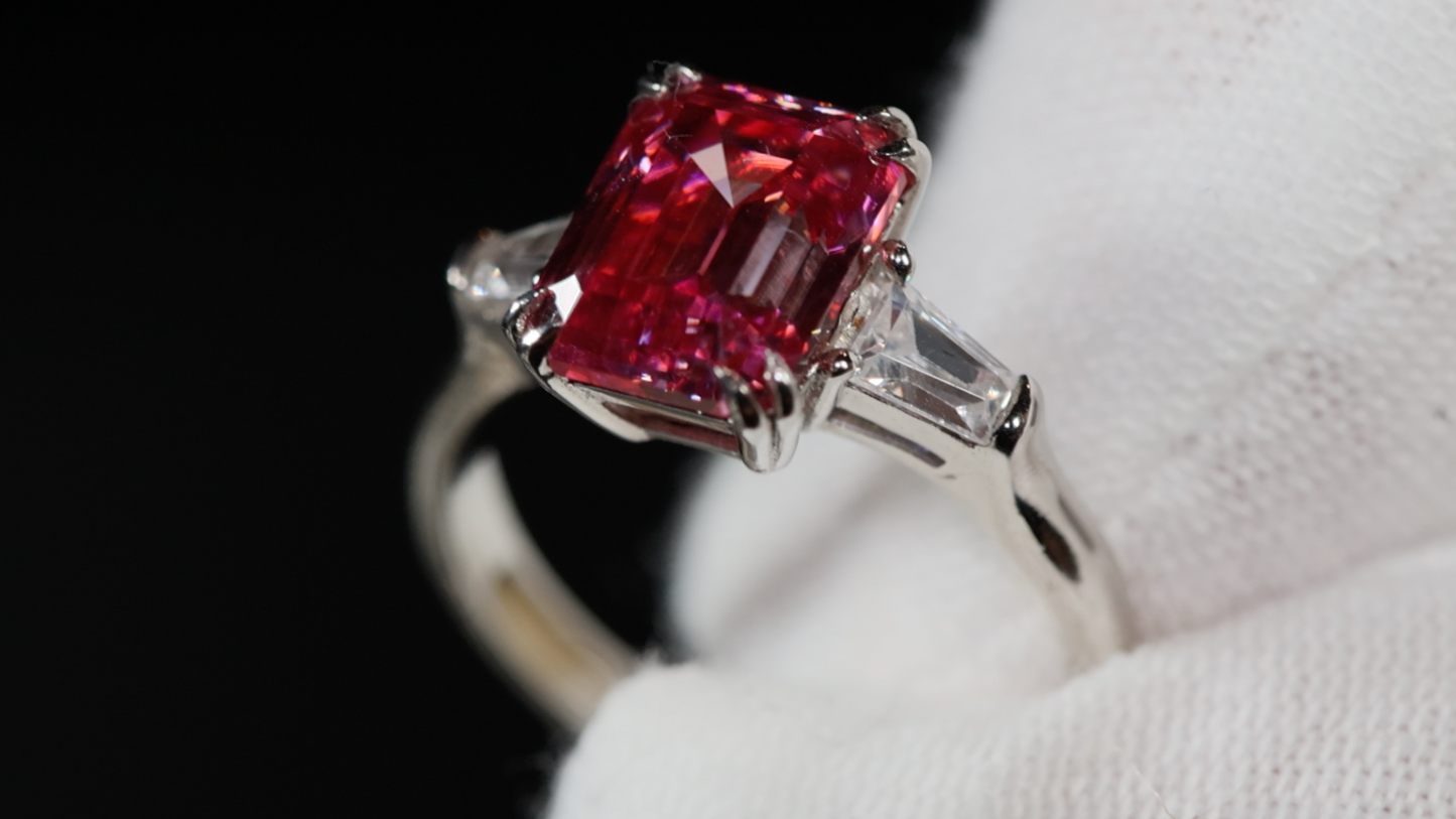 womens pink lab grown diamond ring