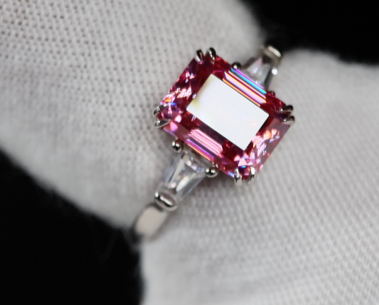 pink lab diamond engagement ring