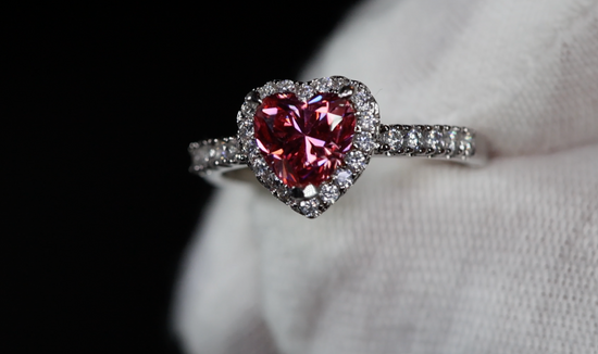 pink lab diamond ring