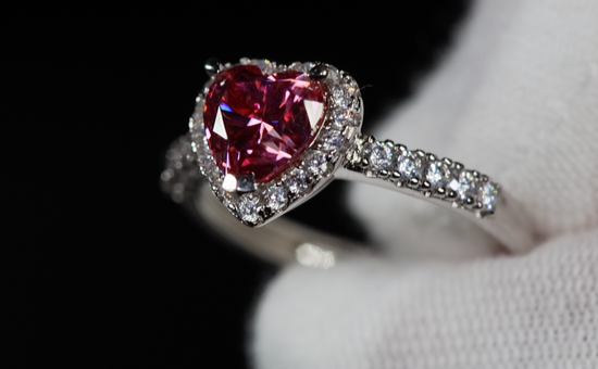 pink lab diamond ring