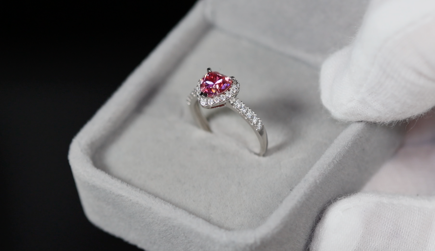 pink lab diamond engagement ring