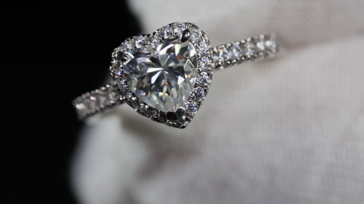 Moissanite Diamond Heart Ring