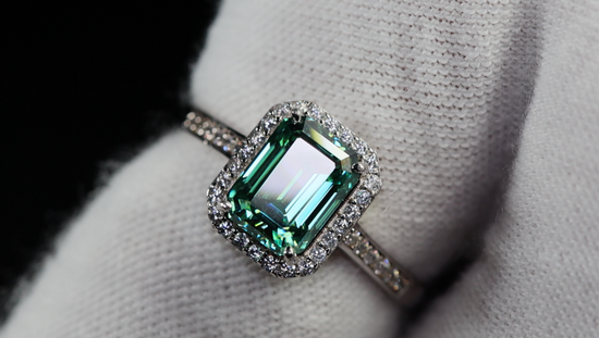 Green Moissanite Diamond Engagement Ring