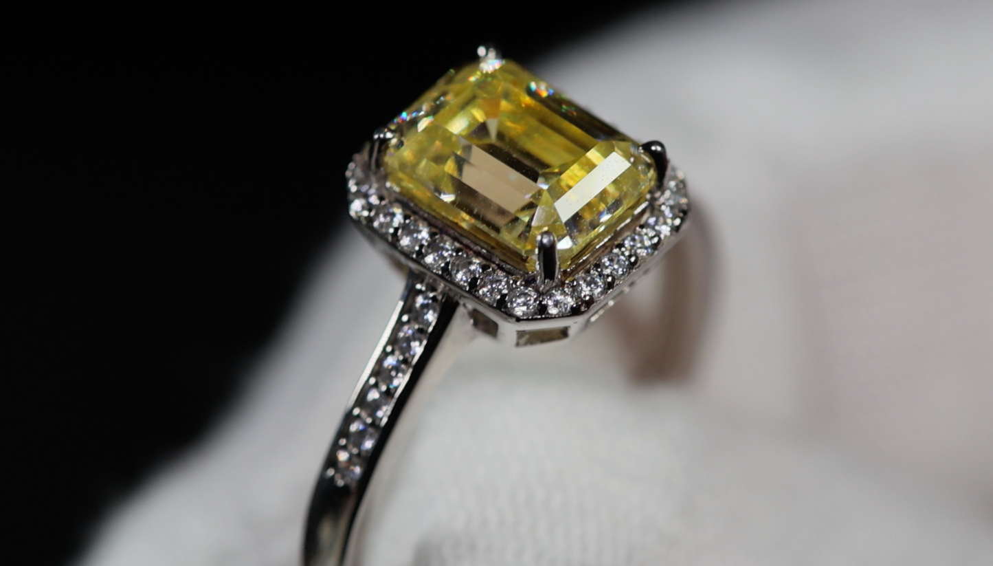 Yellow Moissanite Diamond Engagement Ring