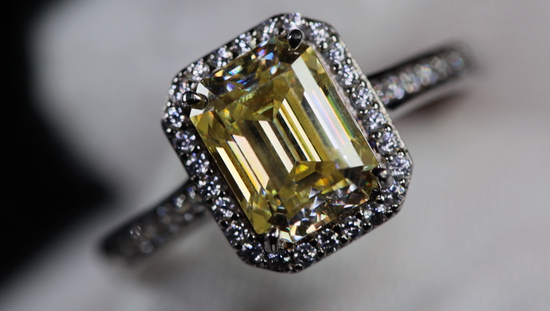 Yellow Moissanite Diamond Engagement Ring