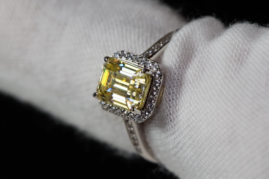 Yellow Moissanite Diamond Engagement Ring