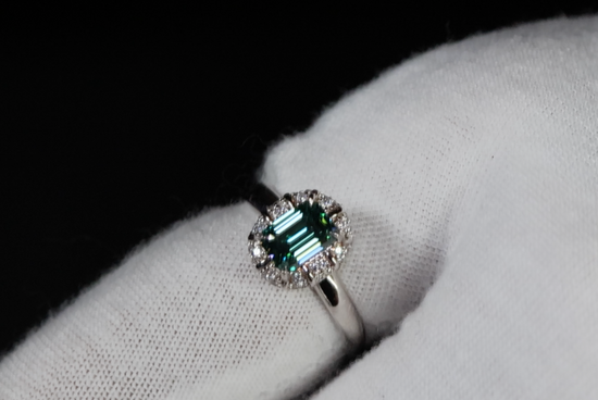 Green Moissanite Diamond Engagement Ring