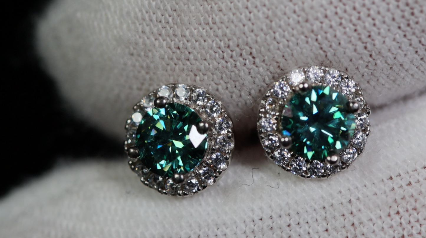 GREEN MOISSANITE EAR STUDS