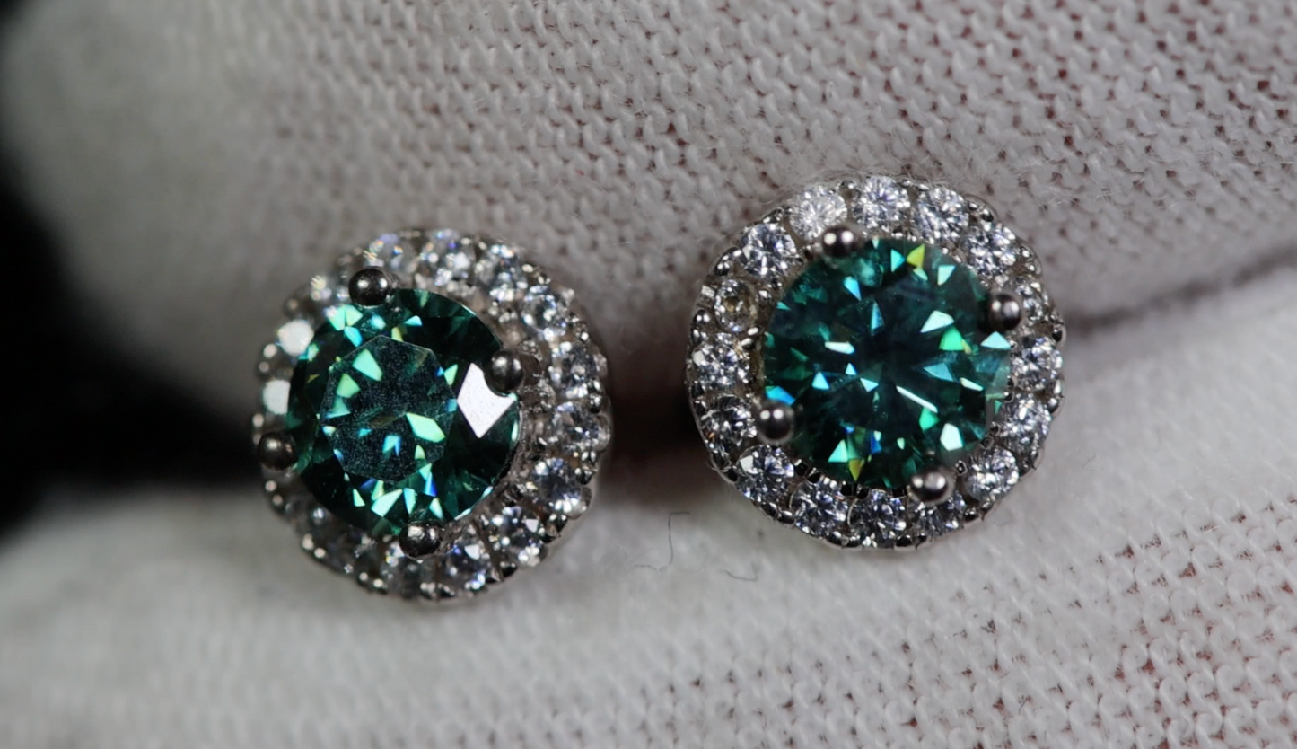 GREEN MOISSANITE DIAMOND EAR STUDS