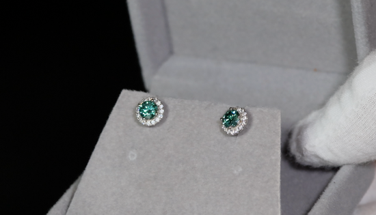 GREEN LAB GROWN DIAMOND EAR STUDS