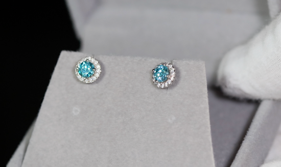 Aquamarine Moissanite Ear Studs