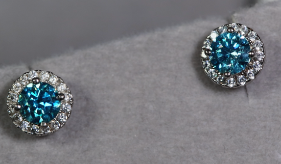 blue moissanite diamond earrings