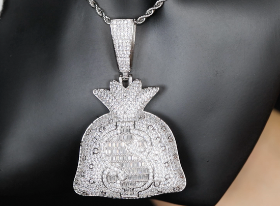 Money Bag Pendant | Iced Out Pendant | Hip Hop Pendant | Dollar Sign Pendant