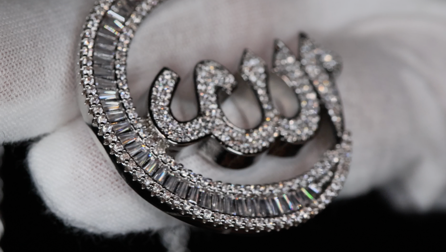 Allah Pendant | Baguette Diamond Allah Pendant | Muslim Pendant