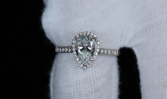 Womens Pear Cut Moissanite Diamond Engagement Ring