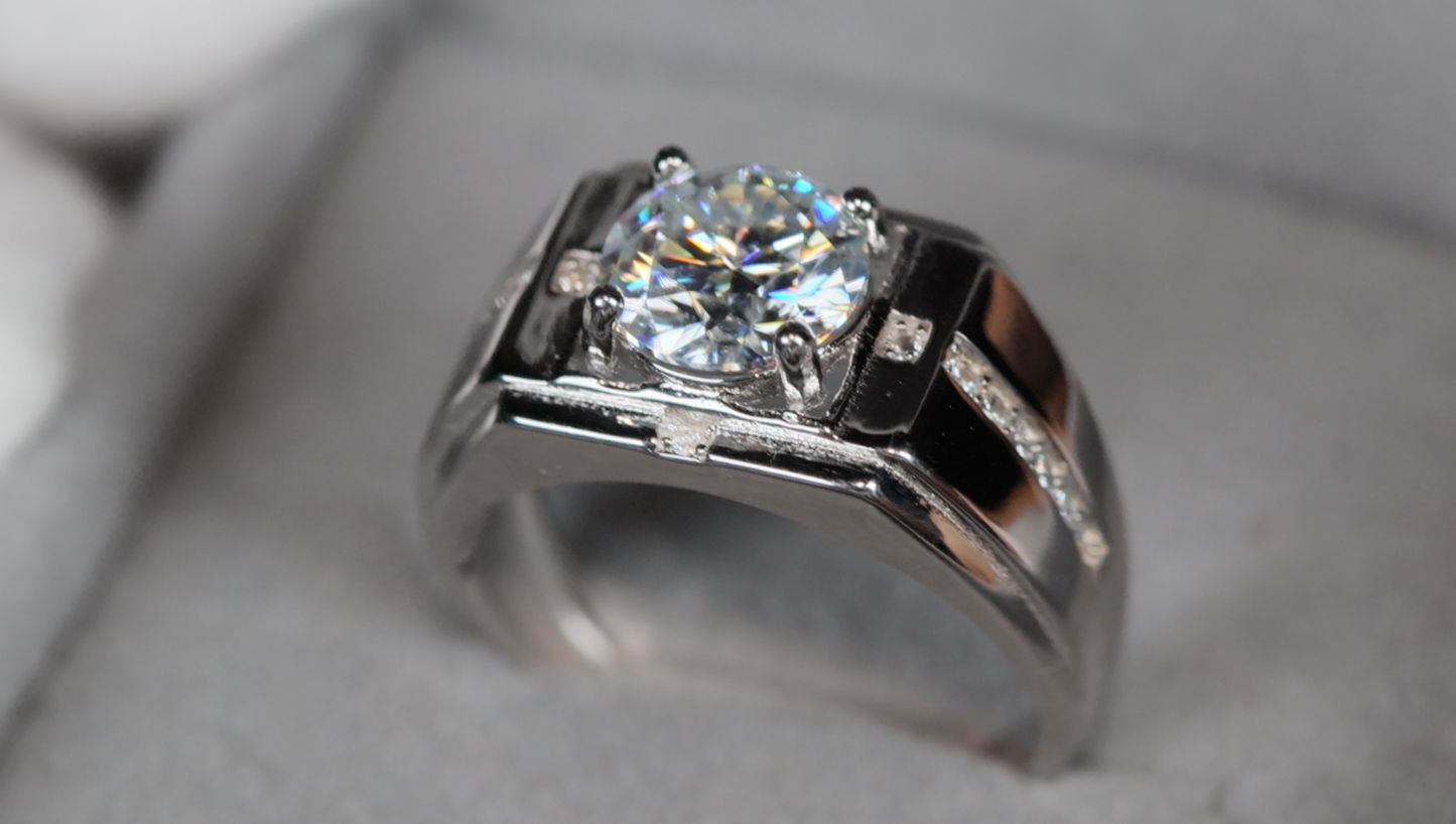 Mens Moissanite Diamond Ring