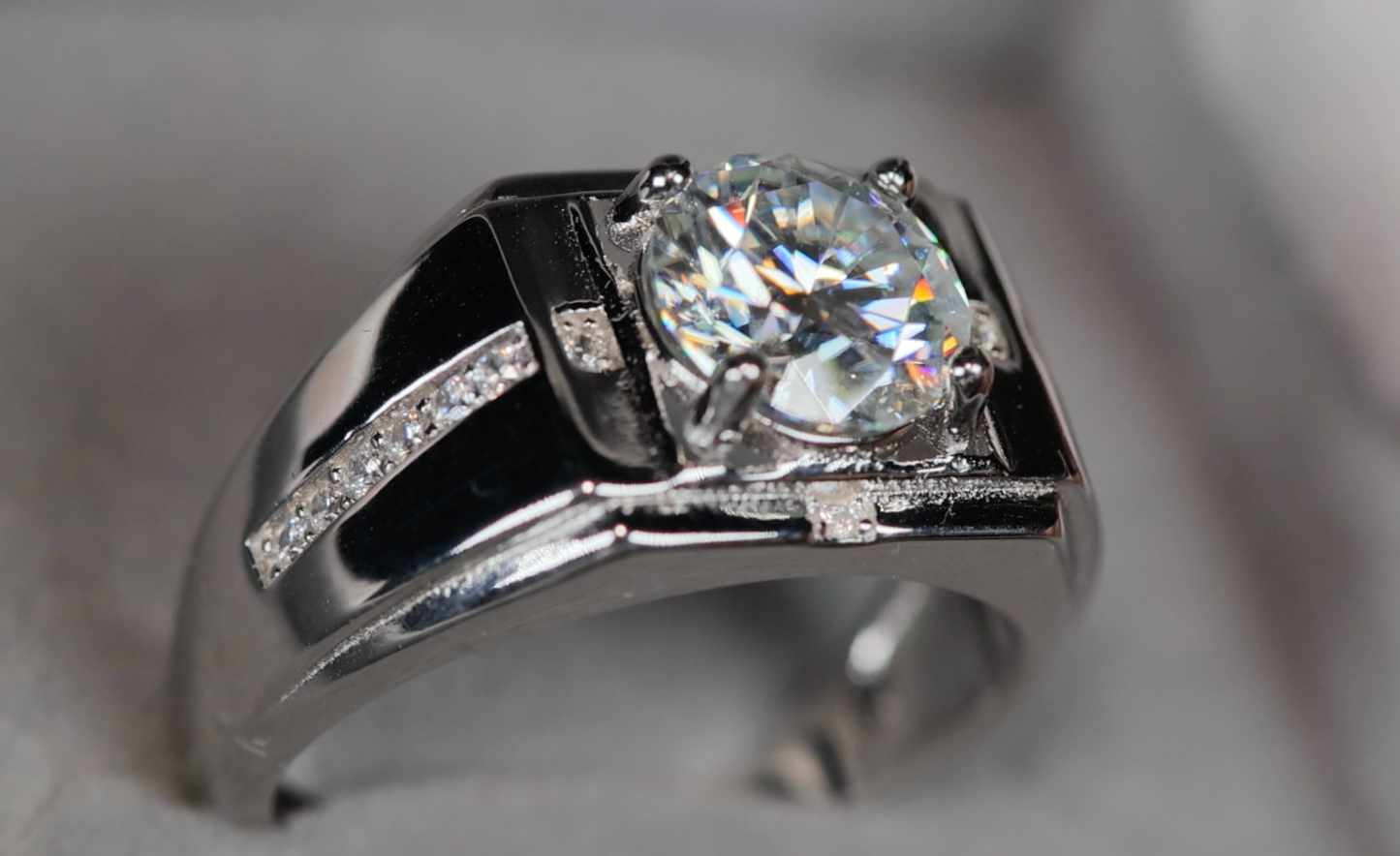 Mens Moissanite Diamond Engagement Ring