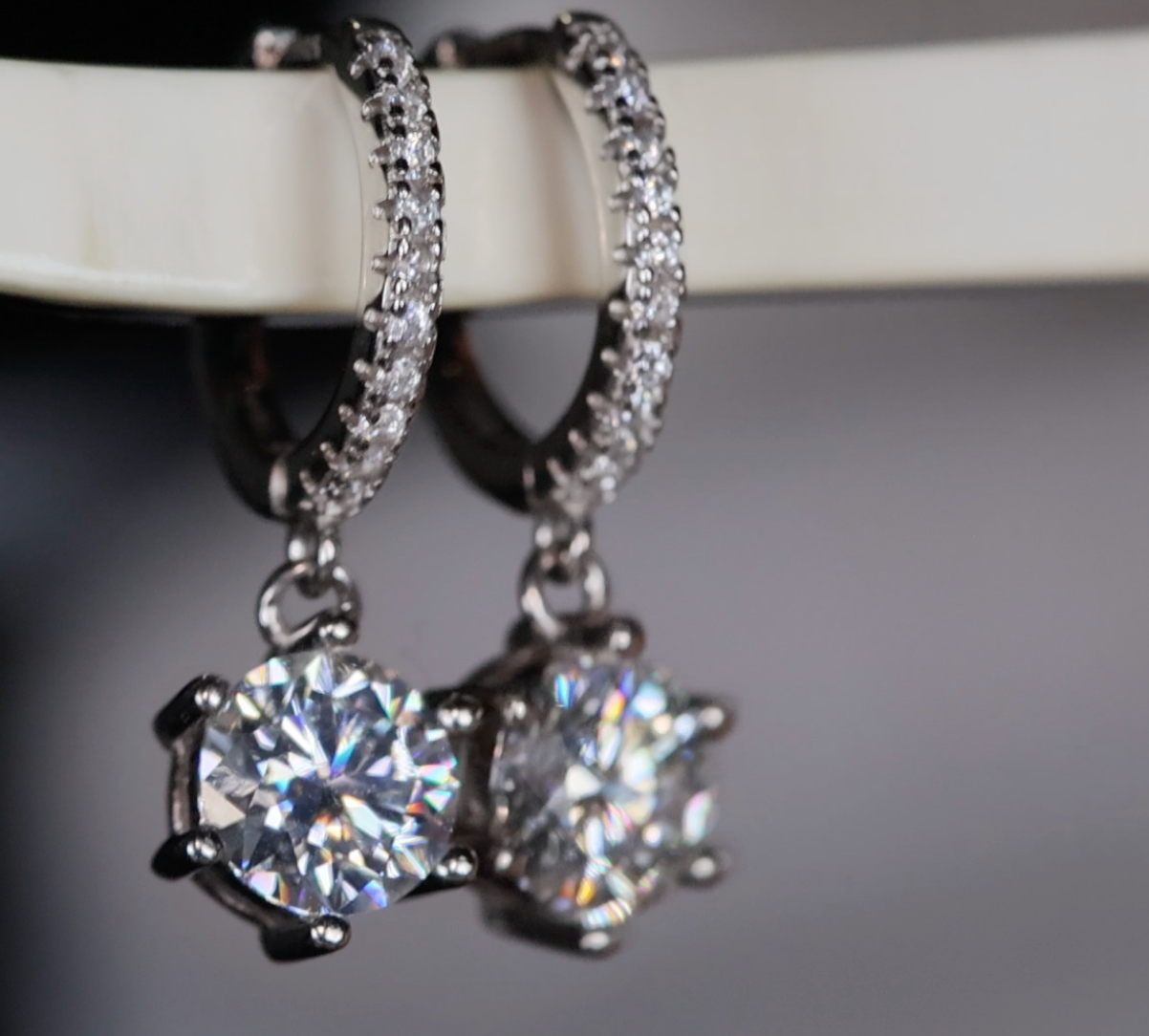 Womens lab grown diamond hoop earrings