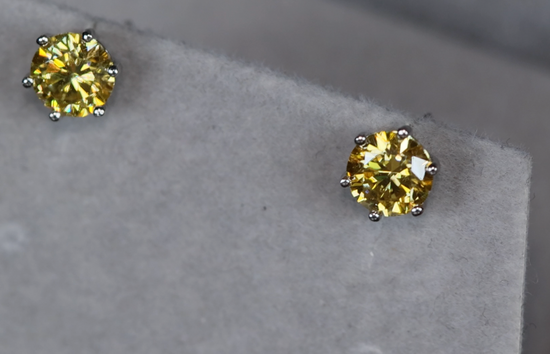 Yellow Moissanite Diamond Ear Studs