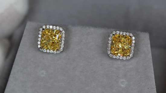 Yellow Lab Diamond Ear Studs