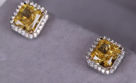 Yellow Lab Diamond Ear Studs