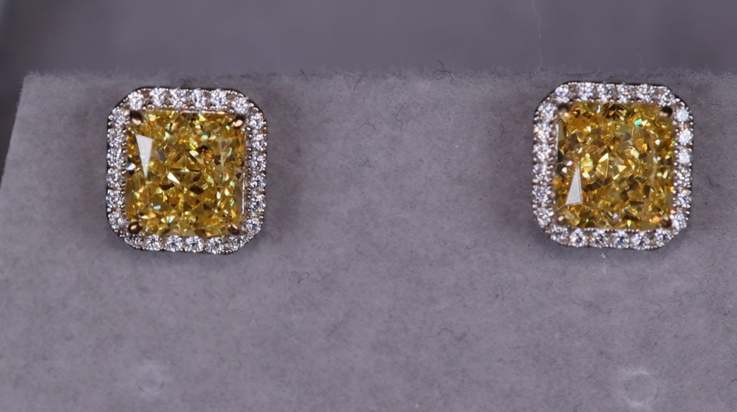 Yellow Diamond Ear Studs