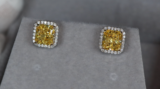 canary Yellow Diamond Ear Studs