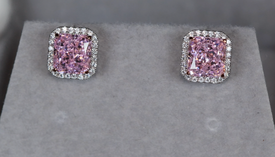 Pink Lab Grown Diamond Ear Studs