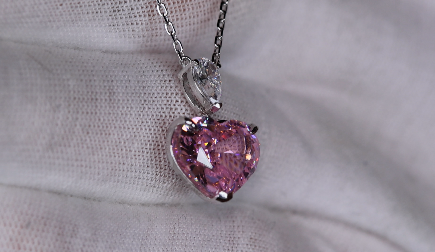 Pink Diamond Heart Necklace