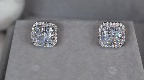 4.0ct Radiant Diamond Ear Studs