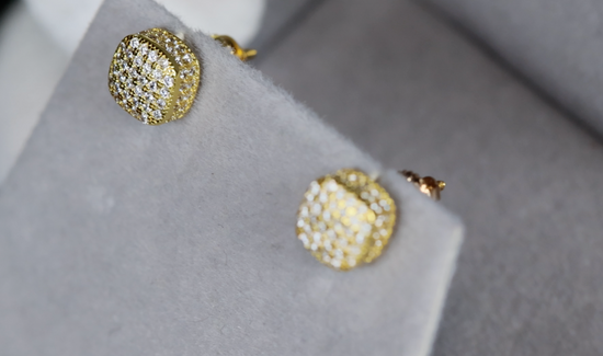 mens gold diamond ear studs