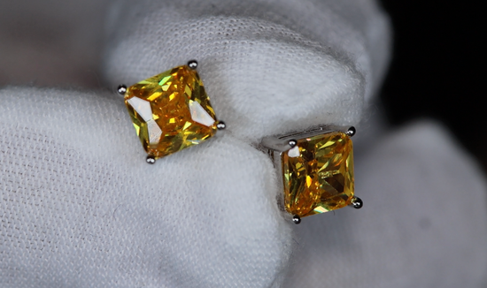 Yellow Diamond Ear Studs