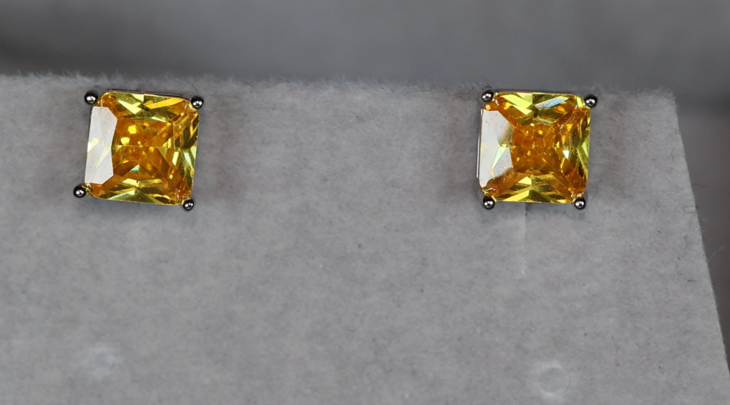 Mens Yellow Diamond Ear Studs