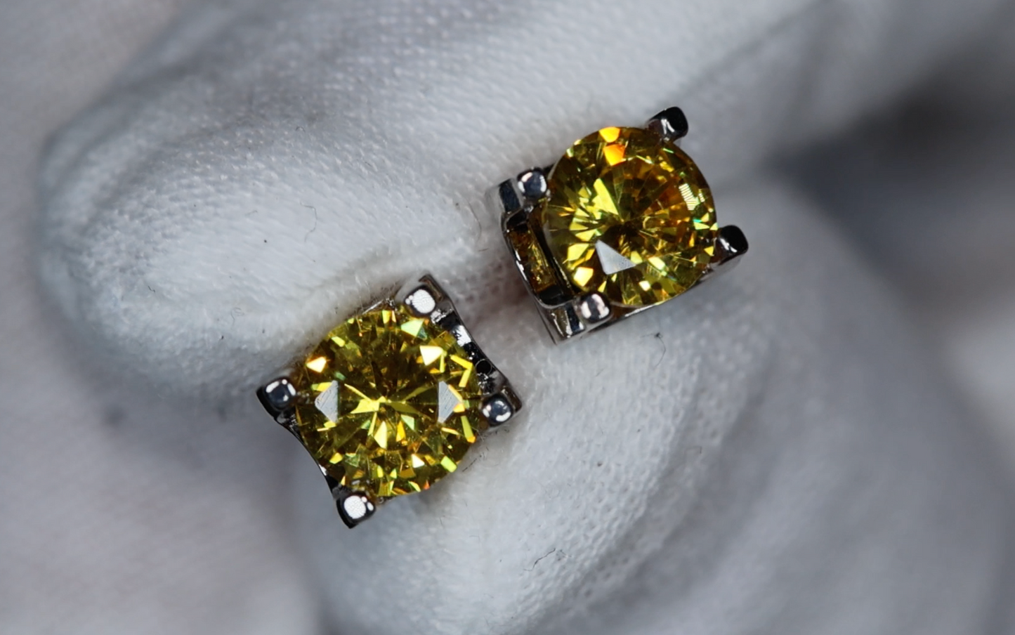 Yellow Diamond Ear Studs | Womens Earrings | Yellow Diamond Earrings