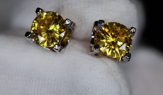 Yellow Diamond Ear Studs | Womens Earrings | Yellow Diamond Earrings