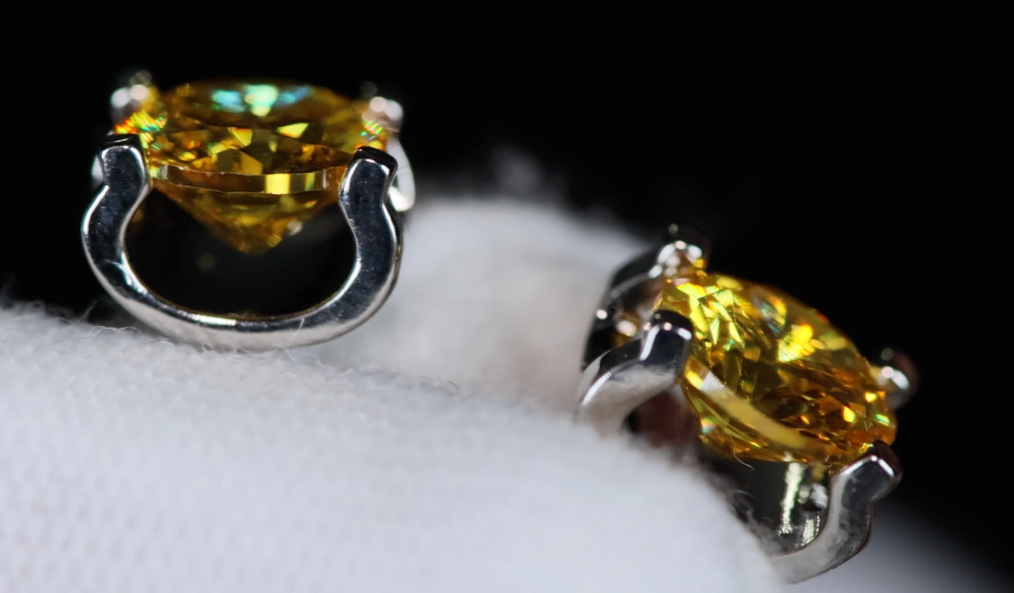 Yellow Diamond Ear Studs | Womens Earrings | Yellow Diamond Earrings