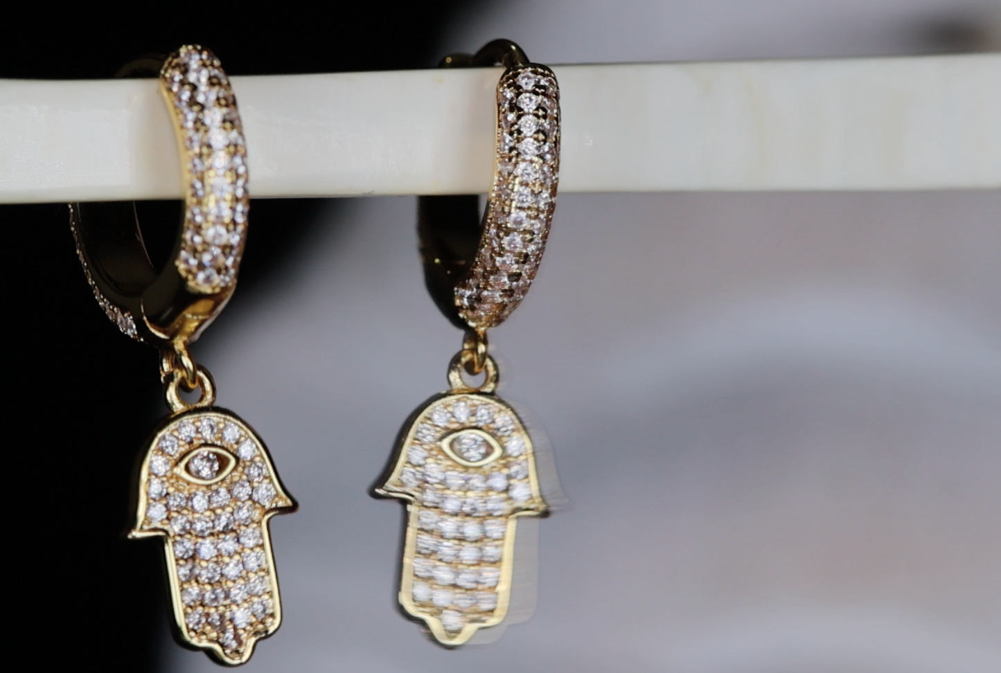 Hamsa Earrings | Hand Earrings | Evil Eye Earrings | Iced Out Earrings