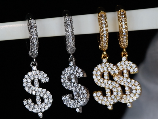 Dollar Sign Earrings | Iced Out Earrings