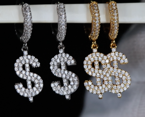 Dollar Sign Earrings | Iced Out Earrings