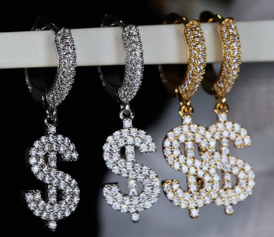 Dollar Sign Earrings | Iced Out Earrings