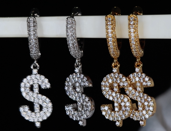 Dollar Sign Earrings | Iced Out Earrings