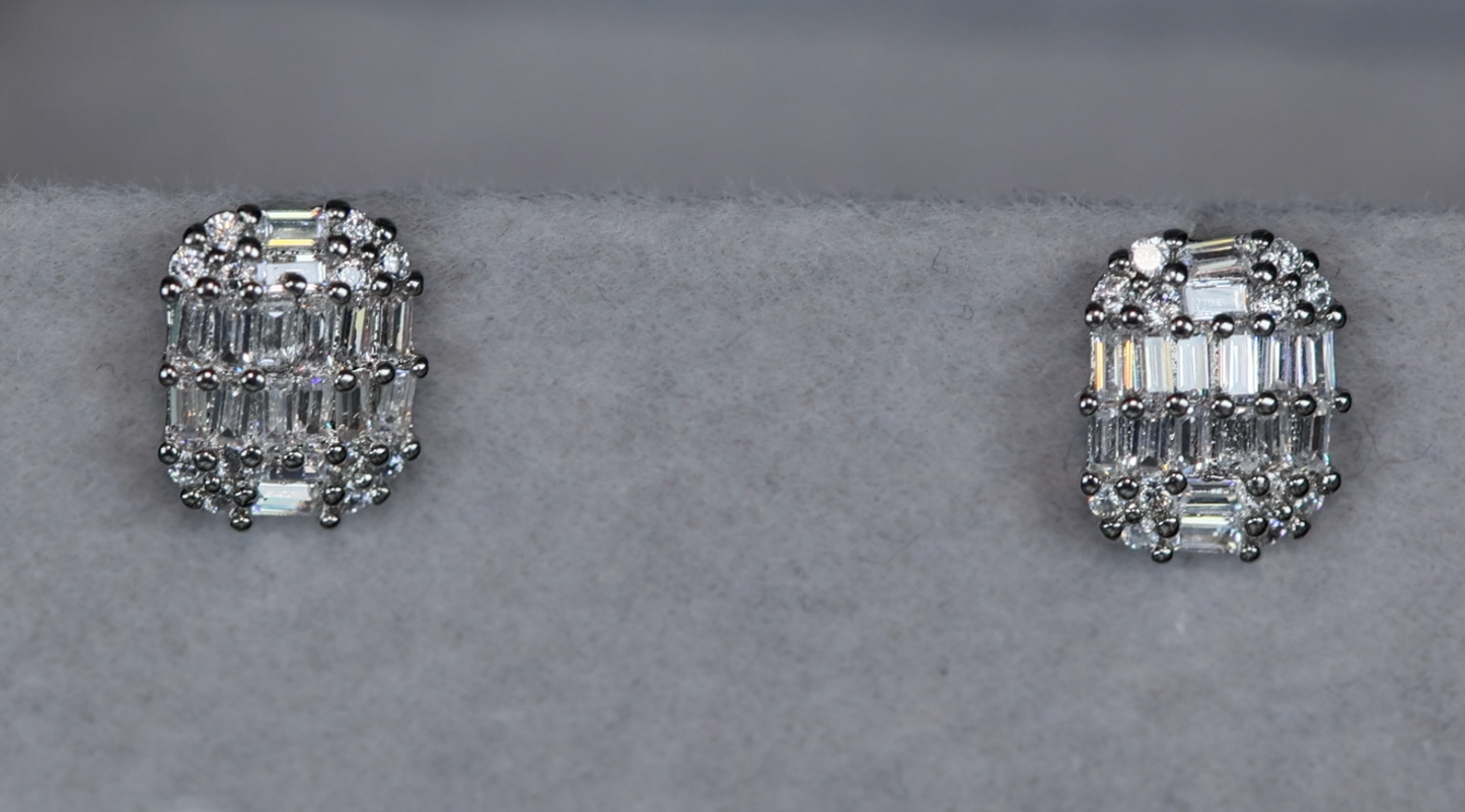 Baguette Diamond Ear Studs | Womens Stud Earrings | Mens Diamond Ear Studs