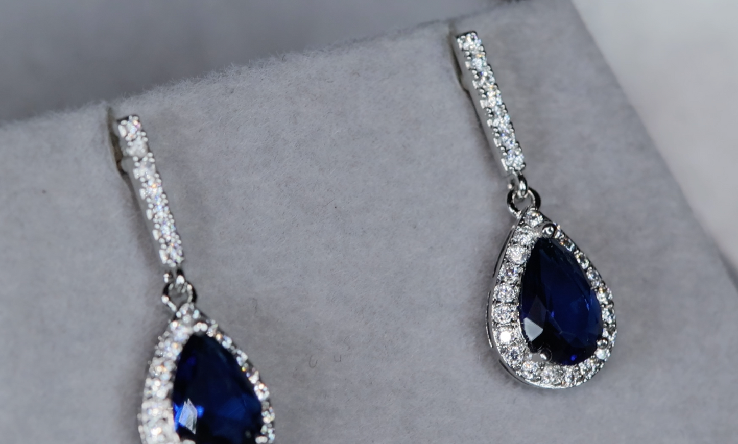 Teardrop Earrings | Sapphire Blue Earrings | Blue Diamond Earrings