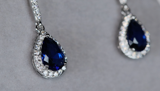 Teardrop Earrings | Sapphire Blue Earrings | Blue Diamond Earrings