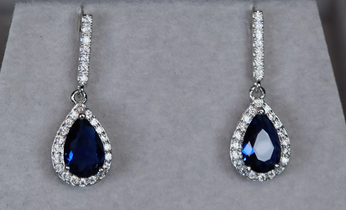 Teardrop Earrings | Sapphire Blue Earrings | Blue Diamond Earrings