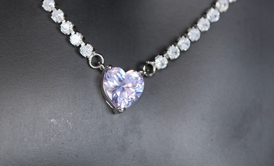 Purple Diamond Heart Necklace | Purple Diamond Pendant