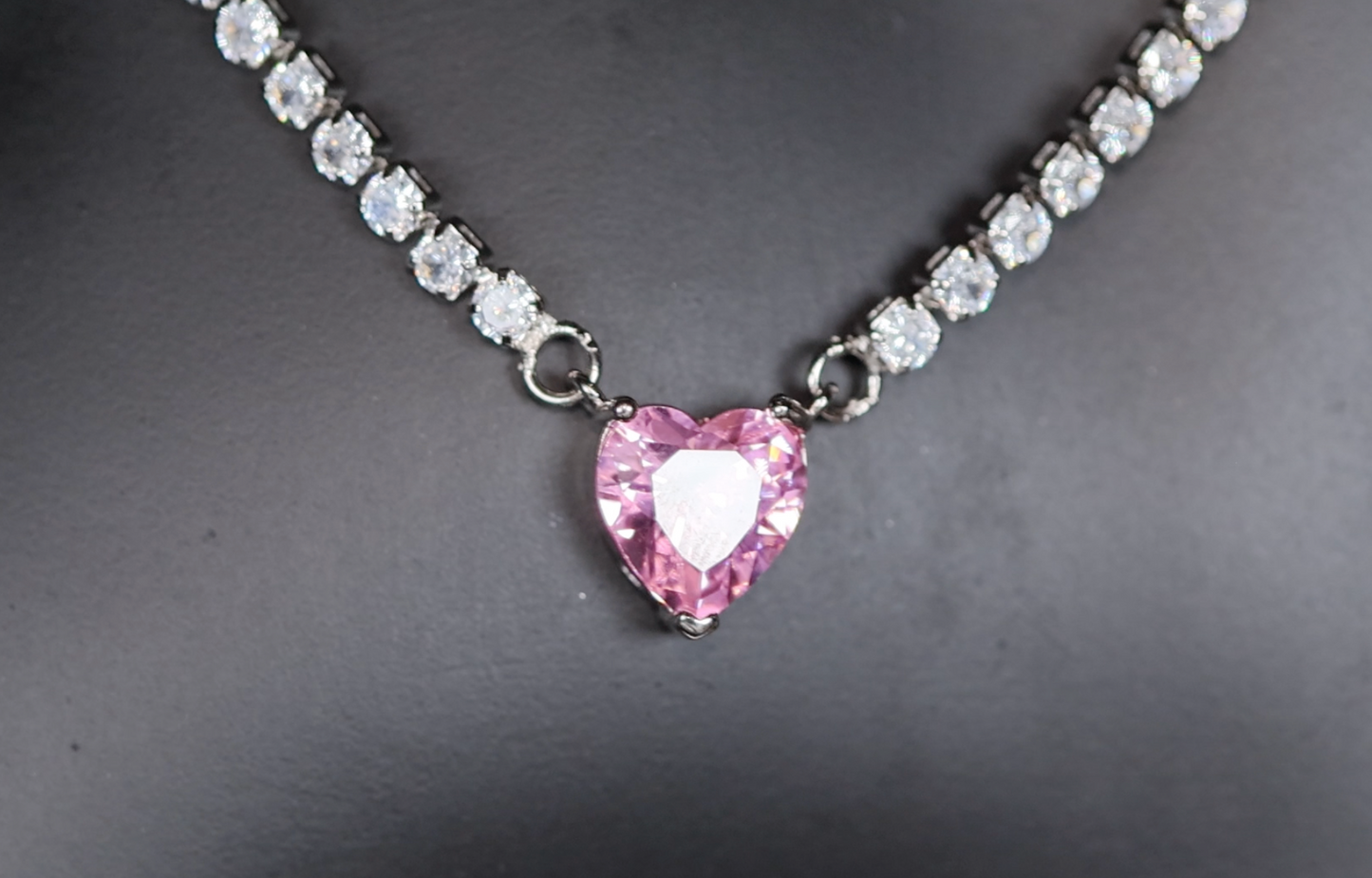 Pink Diamond Heart Necklace | Heart Necklace with Diamonds | Diamond Heart Pendant