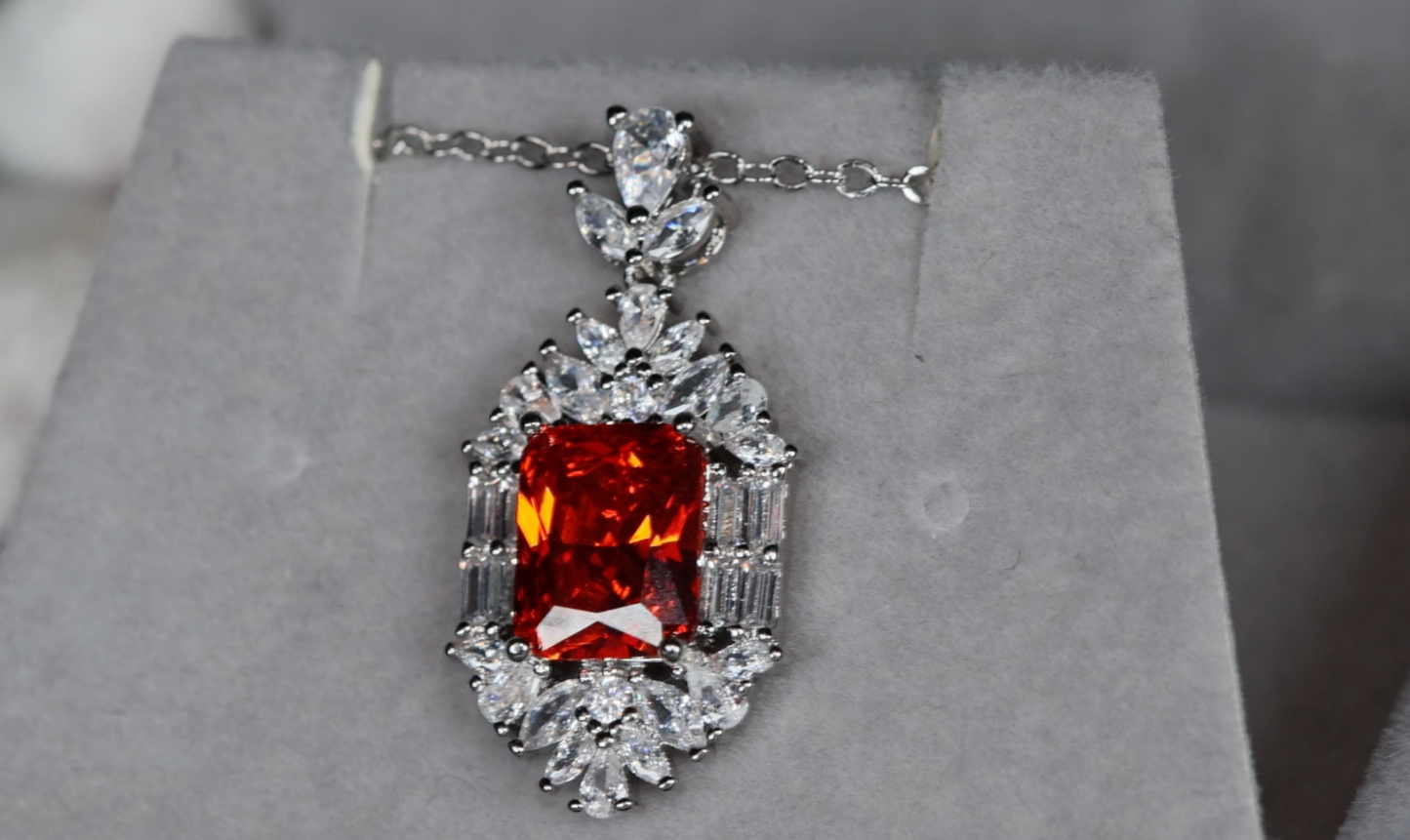 Womens Red Diamond Necklace | Red Diamond Necklace | Red Diamond Pendant